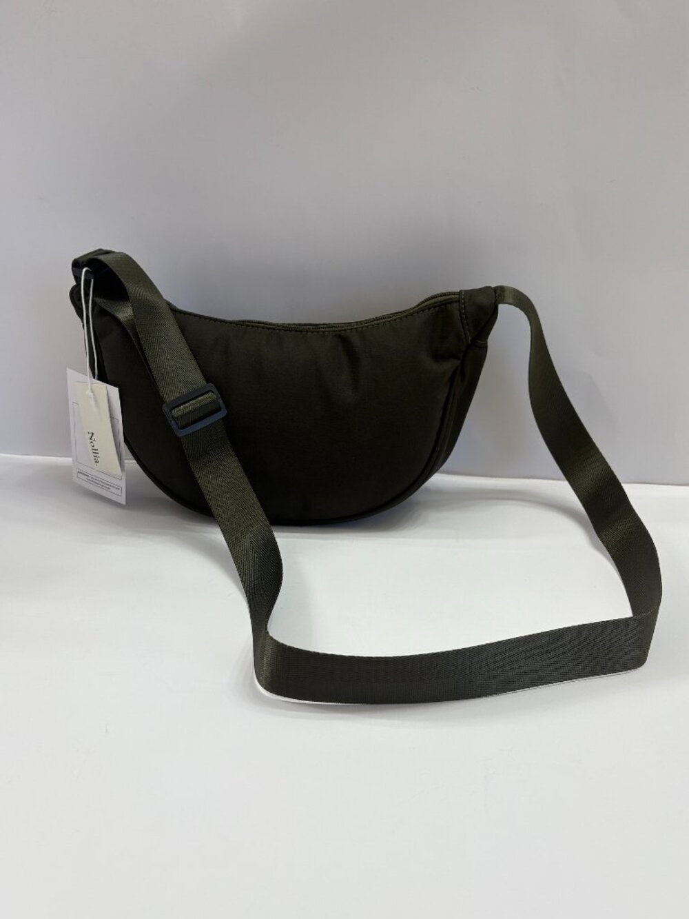 Crescent Half-moon Nylon Crossbody Bag / Purse - Deep Olive Green -NWT